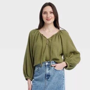 Universal Thread Olive Green Gauze Shirt
